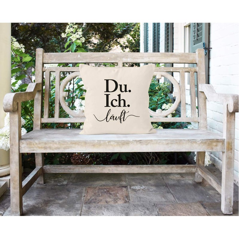MoonWorks® Cushion Cover with German Text "Ich Du Laufen" (German