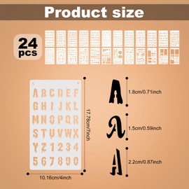 24pcs Calligraphy Stencil Kit, Various Shapes Letters Numbers Patterns Common Symbols Graphics Templates Reusable Painting Stencils for Wall Chalkboard Wood Signs Arts Crafts