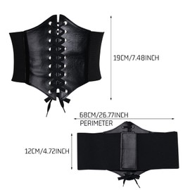 TIANNAIT 1 Piece Black Palace Waist Seal, Palace Style Women's Ultra Wide Waist Seal, Black Elastic Tight Elastic Body Shaping Waist Seal, Women's PU Elastic Belt, Corset, black, One size