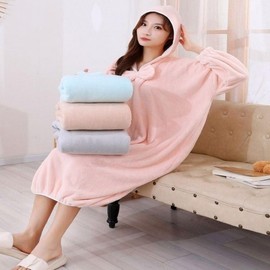 Material gown dress shower gown towel bath hood type Soft Sky/FREE