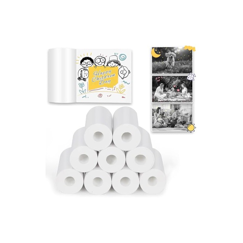 ARNSSIEN Printer Paper,9 Rolls for Kids Instant Print Camera,HD Printing