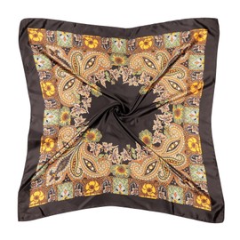 DRESHOW Large Square Satin Headscarves Hair Scarves Silk Accessories Classic Patterned Squares Beach Bandanas for Women