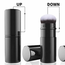 Retractable Kabuki Makeup Brushes, Travel Face Blush Brush, Portable Powder Foundation Sunscreen Brush with Cover for Blush, Bronzer, Buffing, Highlighter Flawless Powder Cosmetics