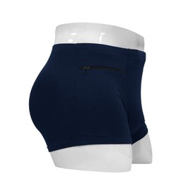 LUEXBOX Pocket Underwear for Men with Secret Hidden Pocket, Travel Boxer Briefs, Medium Size 4 Packs (Dark Blue)