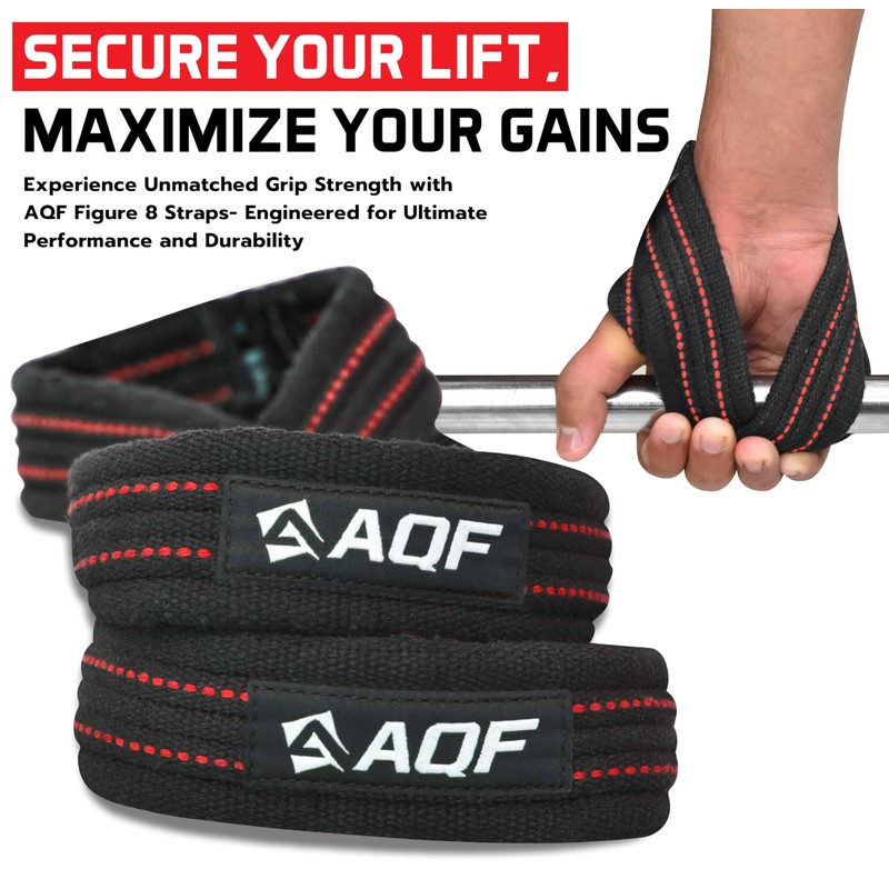 AQF Figure 8 Lifting Straps, Anti Slip Gym Wrist Supports