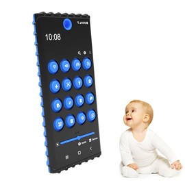 Baby Teether Cell Phone Toy, Soft Silicone Chew Toy with POP Pressable Key, Early Educational Learning Teething Toy for Babies 0-12 Months Boys and Girls