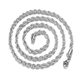 KUYIUIF 925 Sterling Silver Rope Chain Twist Necklace Wedding Engagement Jewelry 2MM (26")