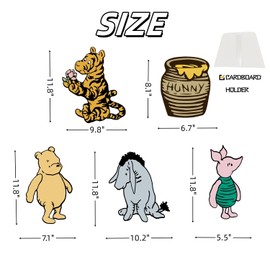 5 Pack Vintage Winnie Cutouts Stand Up Cardboard Cutouts Prop for Pooh Baby Shower Decorations Birthday Party Table Centerpieces