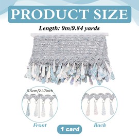 PH PandaHall 10 Yards Silver Sequin Fringe Trim Glitter Tassel Trim 55 mm Fabric Decorative Border Edge Trim Sewing for Curtain Costume Craft Home Decor