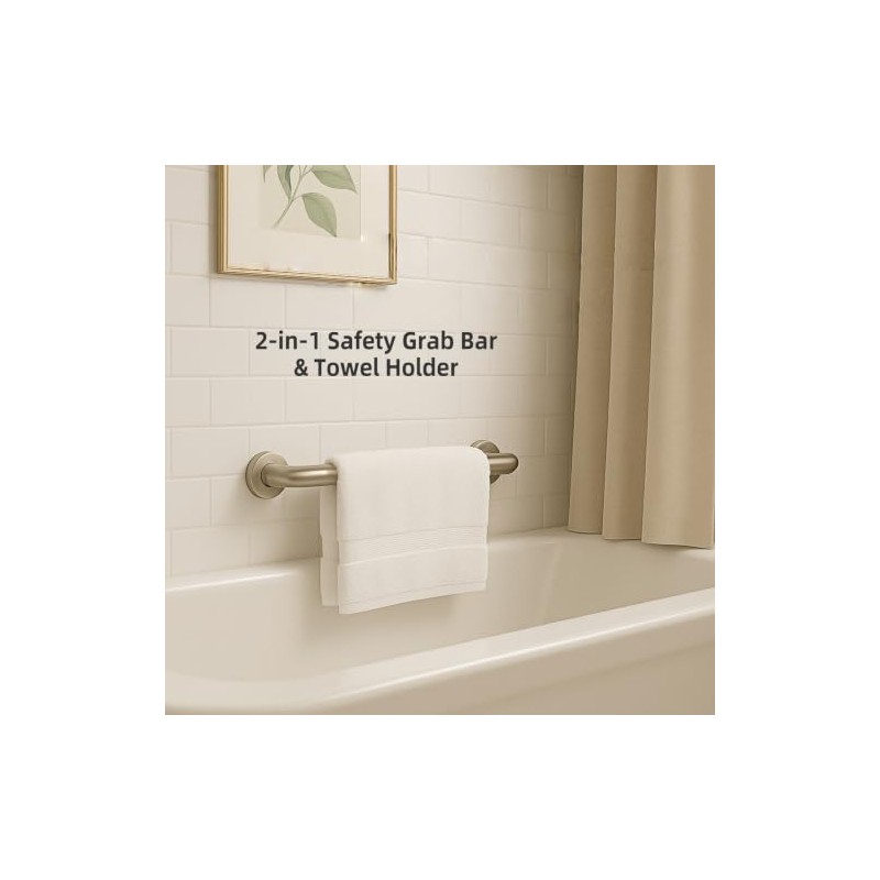 Bathroom Grab Rails for Elderly, 2 Pack 45cm, Brushed Nickel