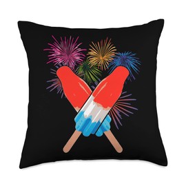 Summer Holidays Rocket Pop Memorial Day 4th of July Holiday Patriotic Rocket Pop Throw Pillow, 18x18, Multicolor