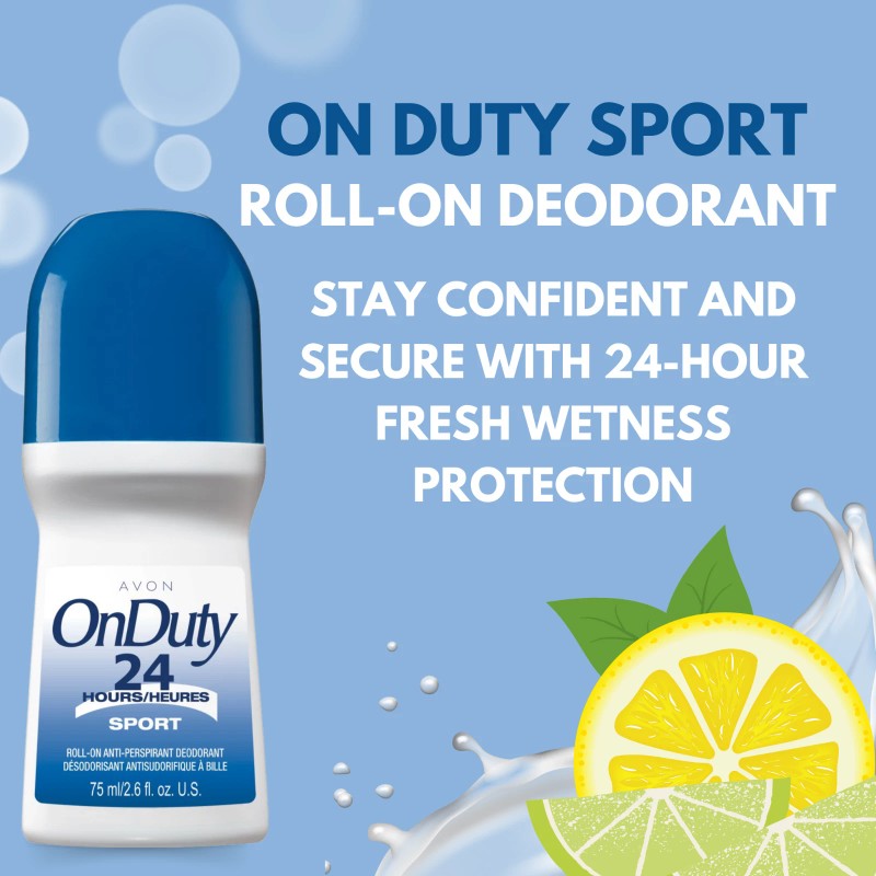 Avon On Duty Sport 24 Hr Roll-On Antiperspirant Deodorant, –