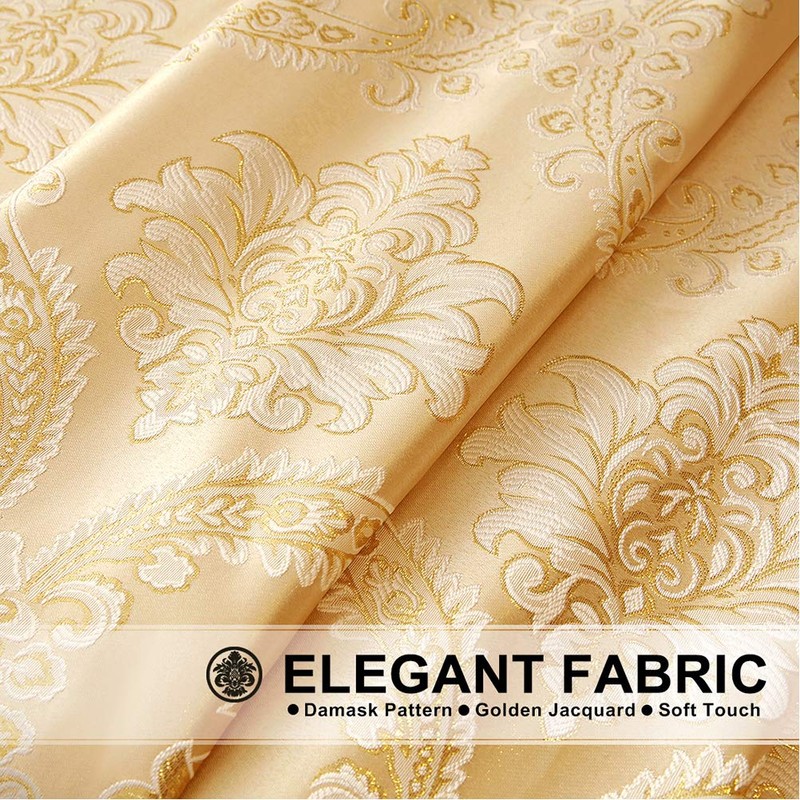 ELKCA Golden Jacquard Swag Waterfall Valance Luxury Curtain Valance for