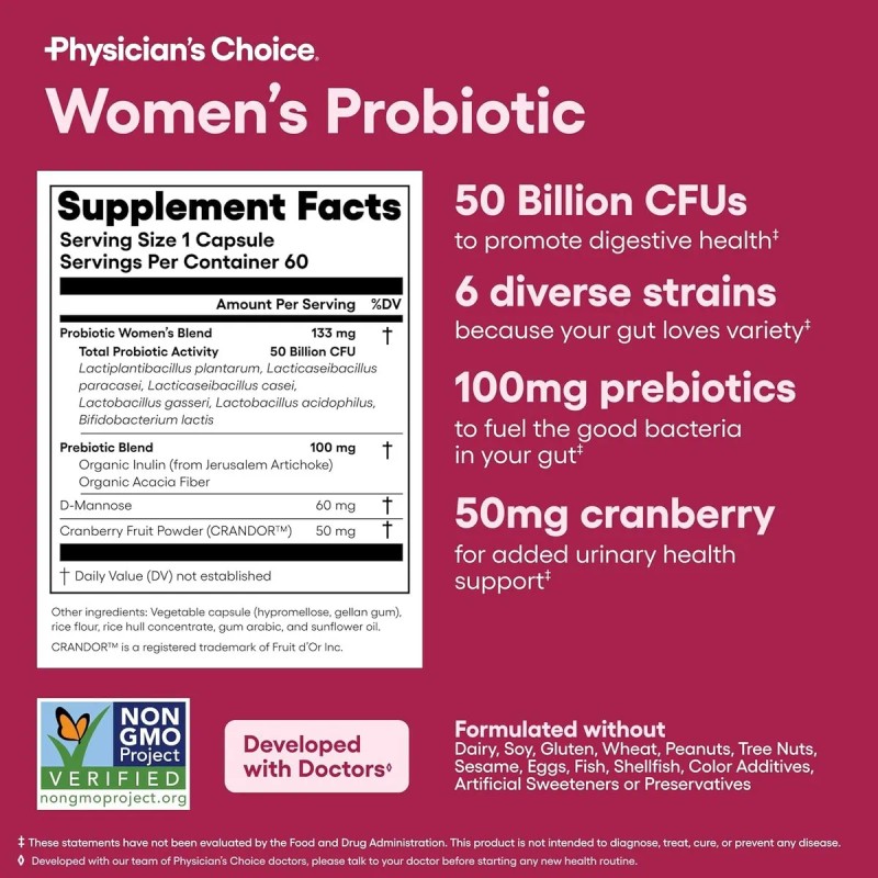 Probiticos Mujer Physicians Choice Sin Sabor 60 Cpsulas - de,