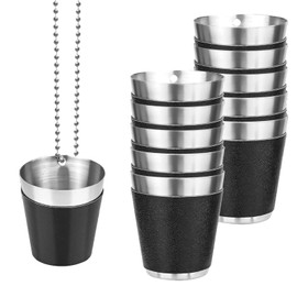 FENGQQKJ Pack of 8 Shot Glasses Stainless Steel Shot Glasses for Hanging Shot Glasses with Chain Shot Glasses 30 ml Reusable for Party