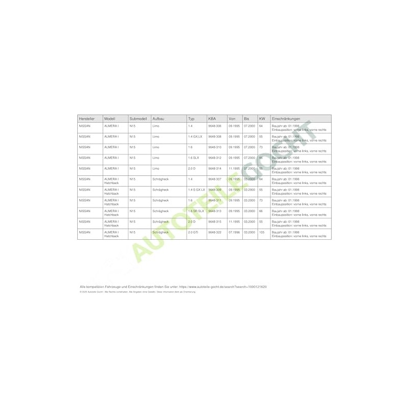 Indicator Indicator White Left for Nissan Almera Pulsar Sentra 1998-2000