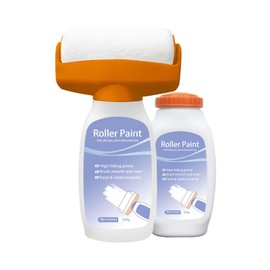 17oz/500g White Wall Paint with Roller Brush for Wall Touch up Ceiling, Wall Repair Kit for Flat, Remove Stains, Scratches, Water-Based, Ready to Use (34oz White Paint + Roller)