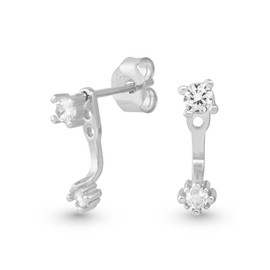 UNIQA Jewels - 925 Sterling Silver Women's Earrings, Safety Pin Earrings, 18K Gold and Rhodium Plated, Hypoallergenic Cubic Zirconia Stone Earrings, rhodium, Cubic Zirconia
