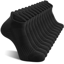 FITRELL 6 Pack Men's Athletic Running Ankle Socks Cushioned Wicking Anti-Blister Breathable Low Cut Tab Sport Socks, Black, X-Large