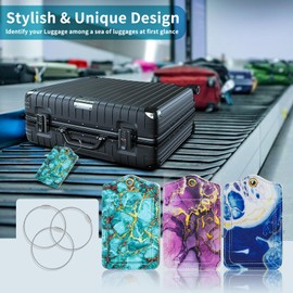 Fishent Luggage Tag, 3 Pack Travel Cruise Luggage Tags for Suitcases, Cute Suitcase Tags Identifiers Bag Tags with Privacy Flap, Baggage Name Tag for Women Men Kids Luggage Backpack Handbag School Bag