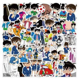 KRGNPLE Waterproof Seal, Anime, Conan, Decorative, Suitcase, Car, Motorcycle, Helmet, Skateboard, Guitar (Design: Conan, Total of 50 Pieces)