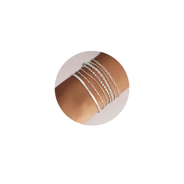 Kyerlyn Kyerlyn Silver Bracelets for Women Trendy Waterproof Silver Dainty