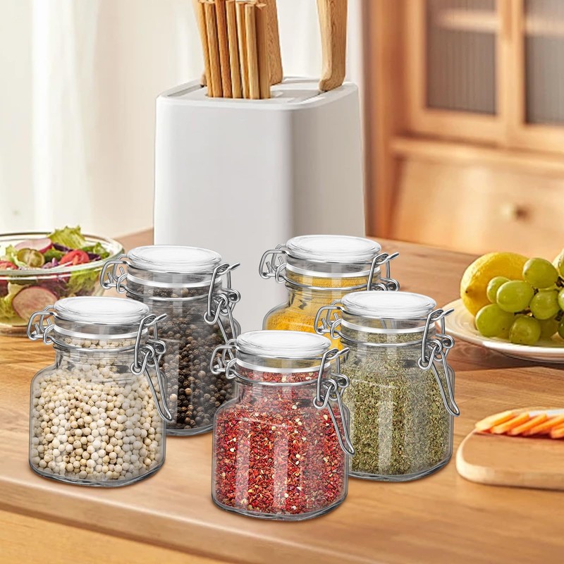 eispap 12Pcs 3.4oz Small Airtight Glass Spice Jars with Lids