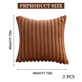 FDEETY Set of 2 Cushion Covers, Soft Artificial Fur, Decorative Cushion Cover, Sofa Decorative Cushion Covers, Decorative Cushion Cover Set for Couch, Bedroom, Home, Car, 45 x 45 cm, Brown