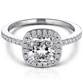 925 Sterling Silver Engagement And Wedding Moissanite Ring Cushion Cut 7.5mm 2.5ct D Color VVS1 Engagement Rings For Women Holiday Gift Size 5-10, Moissanite, Moissanite