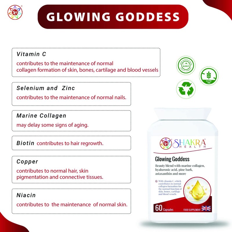 Glowing Goddess 60 Ultimate Marine Collagen Complex Capsules for Bones,