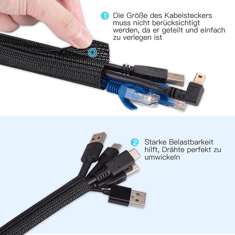 AGPTEK 19 mm-3 m Cable Sleeve, Self-Closing Cable Duct, Flexible