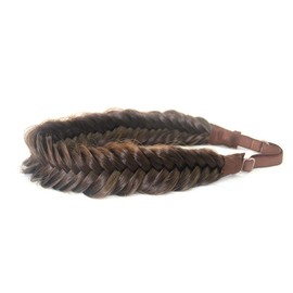 BOBIYA Wide Fishtail Synthetic Hair Braids Headband, Classic Braided Headband, Elastic Stretch Toupee, Beauty Accessory (Dark Brown)