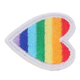 Colorful Embroidery Patches, Decoration Gift Rainbow Heart Patches Multipurpose for Clothing Repair for Sewing (White Border)
