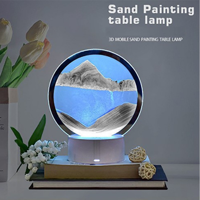 Sand Painting Table Lamp 7 Color 3D Hourglass Table Lamp