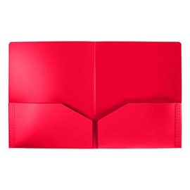 LUXPaper Poly Folders - Heavy Duty Two Pocket Folders for School, Documents, Classrooms, Homeschool Supplies, 0.23 Red Folder - 25 Pack - PF-0913-RD-25