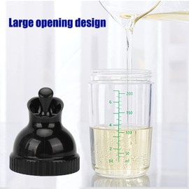 Salad dressing shaker, with measuring scale, removable mixing disk and lockable pourer, measuring cup salad dressing -, dressing container salad dressing shaker 200ml (Black)