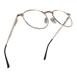 Gold Large Metal Wire Rim Round Reading Glasses Men & Women with Vintage Look & Sturdy Frame - Spring Hinges Fashion Glasses - Trendy for all Face Shape Readers for Women & Men - Cheaters Glasses 0.5