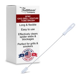 Gas Grill Venturi Tube Brush, Cleans Spider Webs, Grease, Debris, Food Build Up, Prevents Flare Ups, Long & Flexible Blockage Unclogger Cleaning Brush for Gas Grill Burner Pipe by FryOilSaver Co. B76C