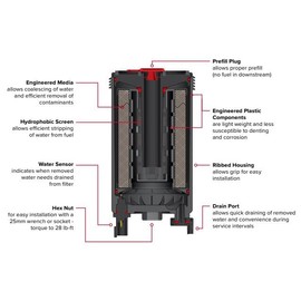 Baldwin BF46160-SPS Fuel/Water Separator w/Drain & Sensor Fit For Cummins B6.7, ISB 6.7, L9, ISL9, QSB 4.5, QSB 6.7, QSF 3.8, QSL 9 Engines, Replace FS1098, 5319680