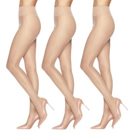L'eggs Women's Energy 3 Pack All Sheer Panty Hose, Nude, Q