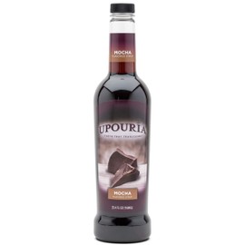 Upouria Mocha Coffee Syrup Flavoring, 100% Vegan, Gluten-Free, Kosher, 750 mL Bottle (Pack of 2) with Coffee Syrup Pump