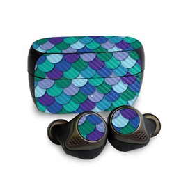 MightySkins Carbon Fiber Skin Compatible with Jabra Elite 85T - Blue Scales | Protective, Durable Textured Carbon Fiber Finish | Easy to Apply and Change Styles | Made in The USA