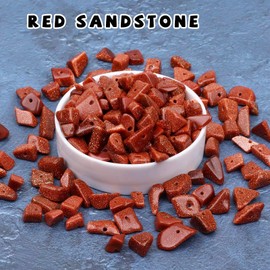 Pack of 420 Gemstone Beads, Red Sandstone Beads for Threading, Crystal Beads, 5-8 mm, Drilled Gemstone Beads for Crafts, Natural Stone Beads for DIY Bracelets, Necklaces, Earrings, Jewellery