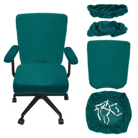 sourcing map Office Chair Covers, Stretchable Rotating Chair Slipcover Desk Computer Backrest Armrest Seat Cover for Office Home, 38-48cm Medium Seat Slipcover, Forest Green