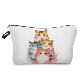 Livel lhood Comic Cat Makeup Bag Cute Small Organizer Zipper Pouch Comic Kitten Cosmetic Bag Birthday Present for Cat Lovers Women Friends, hzj0797
