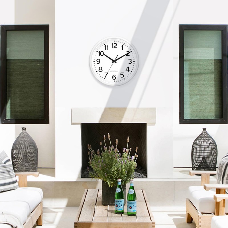 Caysie 16 Inch Sealed Large Outdoor Clock Waterproof, Silent Battery