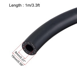 TOP-VIGOR 8mm ID Fuel Line Hose, 15mm OD Fuel Pipe, 1M Fuel Hose for Trucks, Cars, Tractors, Small Engines, lawnmowers, Off-Road Vehicles and snowblowers