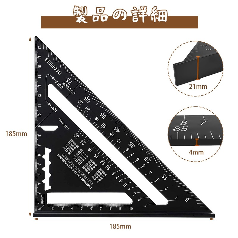 Liroyal Triangle Ruler for Woodworking Circular Saw Ruler Right Angle