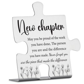 New Chapter Appreciation Gifts, Inspirational Farewell Gift for Coworkers, Employees, Teachers, Nurses, Retirement, Promotion or Going Away Puzzle Piece Decorative Signs Plaques YCC1