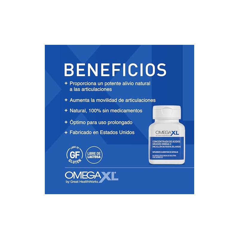 Suplemento de apoyo articular OmegaXL, para alivio - Suplemento muscular